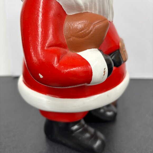 Santa Claus with Bag and Football Retro 1977 Hand Painted Ceramic VTG Christmas - Picture 4 of 10